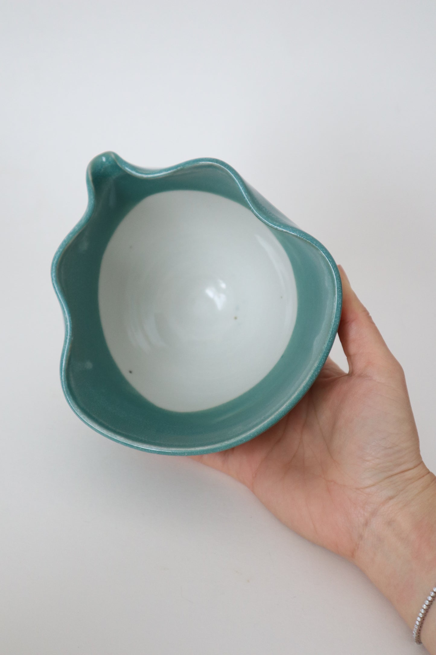 seashell matcha bowl in deep blue