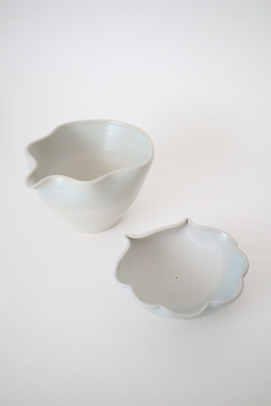 cotton blue seashell matcha bowl sets