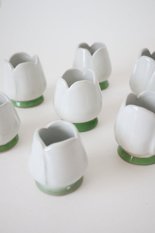 white bloom whisk holders