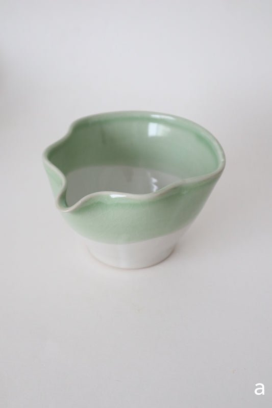 seashell matcha bowls in jade