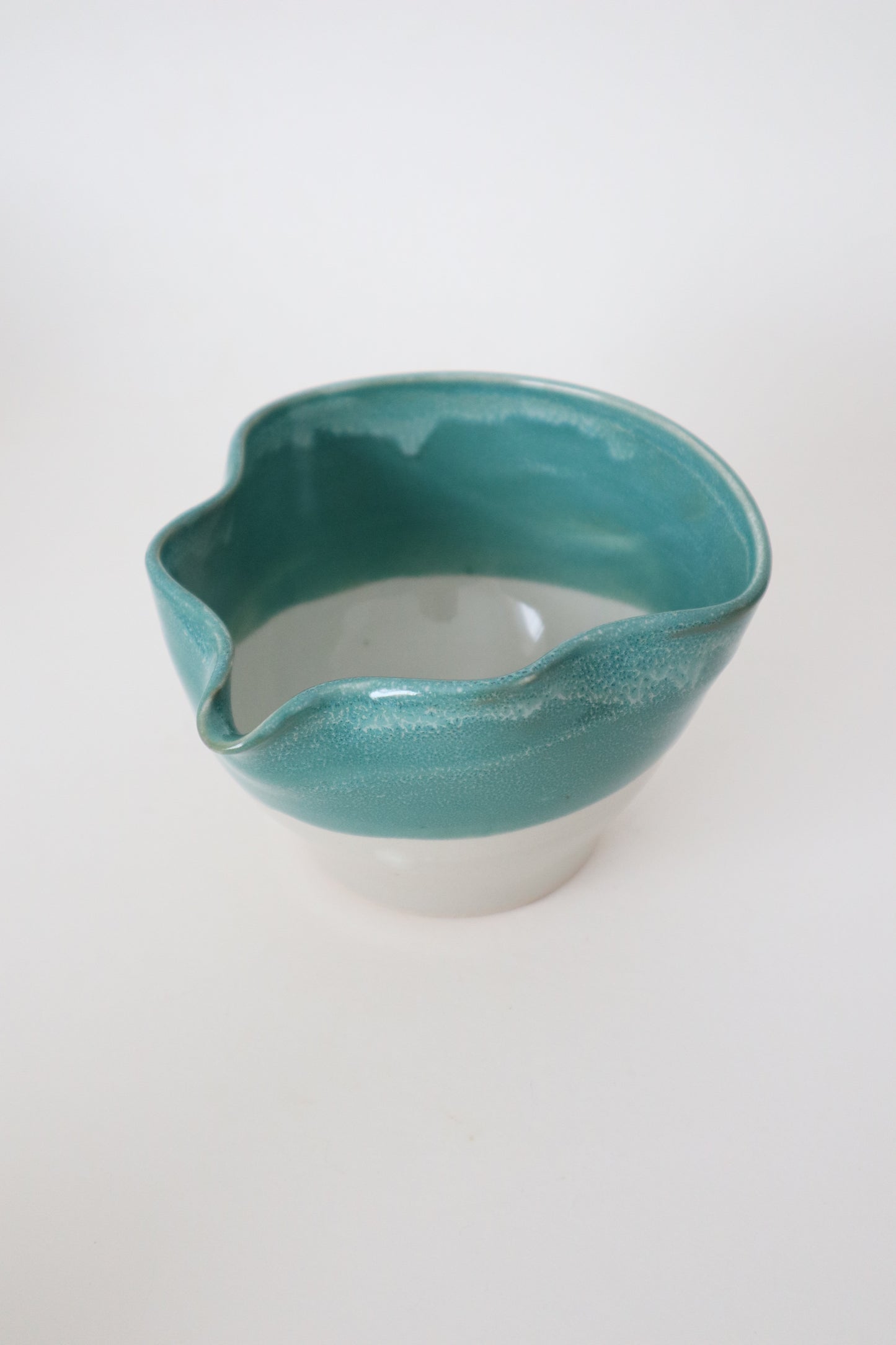 seashell matcha bowl in deep blue