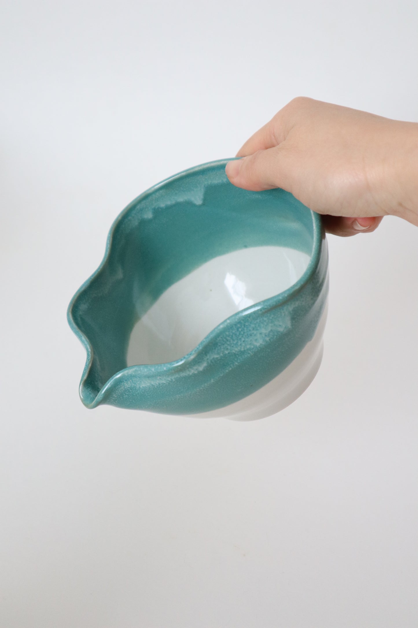 seashell matcha bowl in deep blue