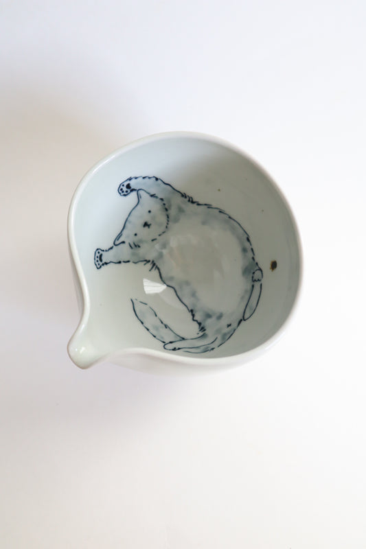 Boo the cat in matcha bowl
