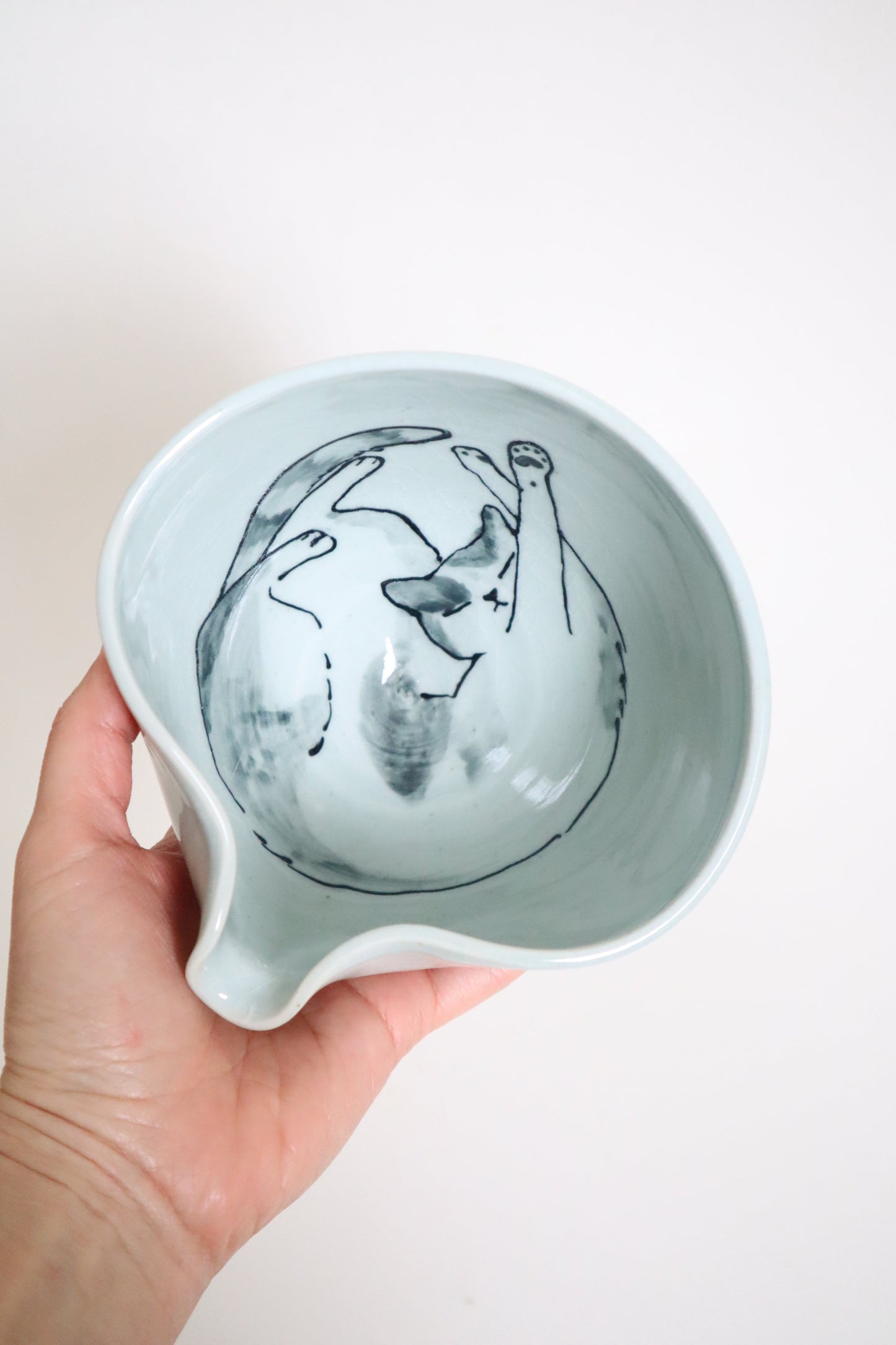 Felix the cat in matcha bowl