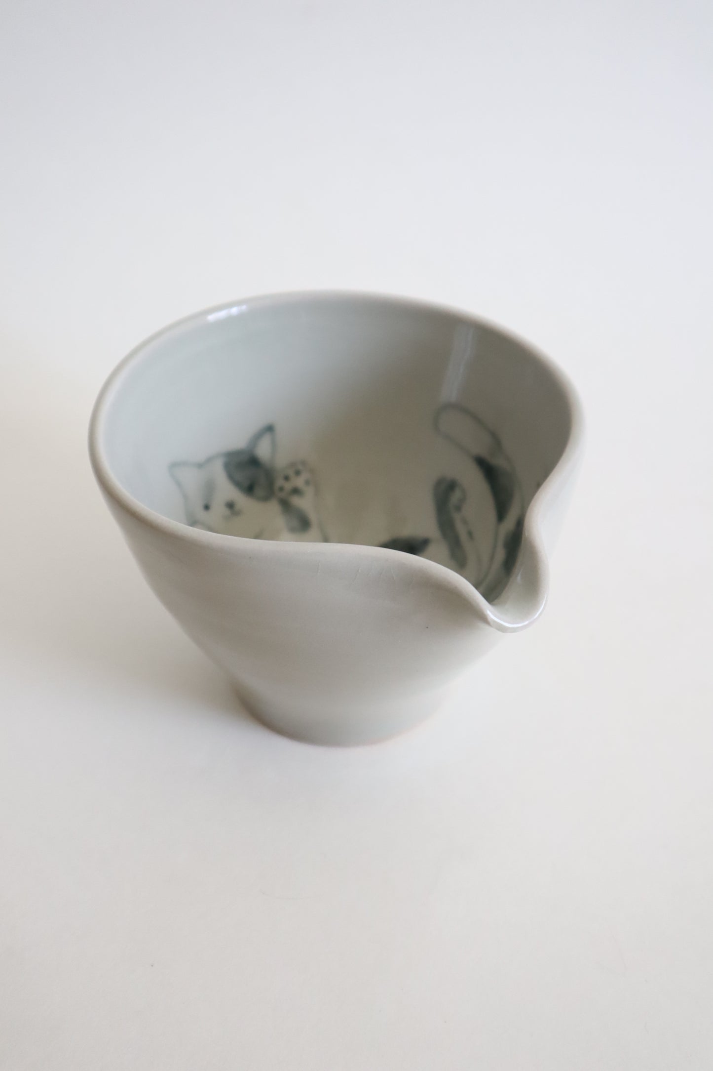 Bambi the cat in matcha bowl