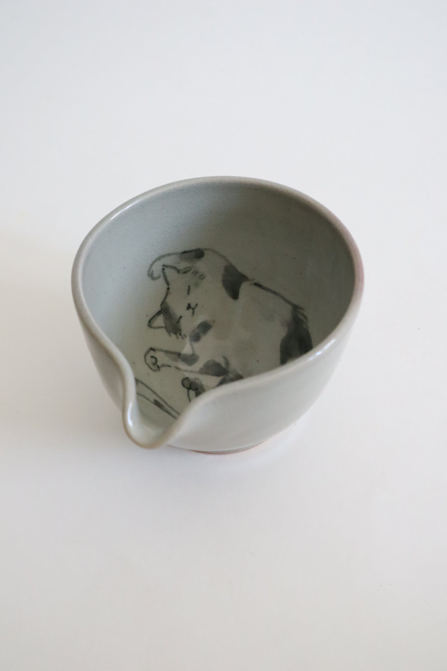 Maki the cat in matcha bowl