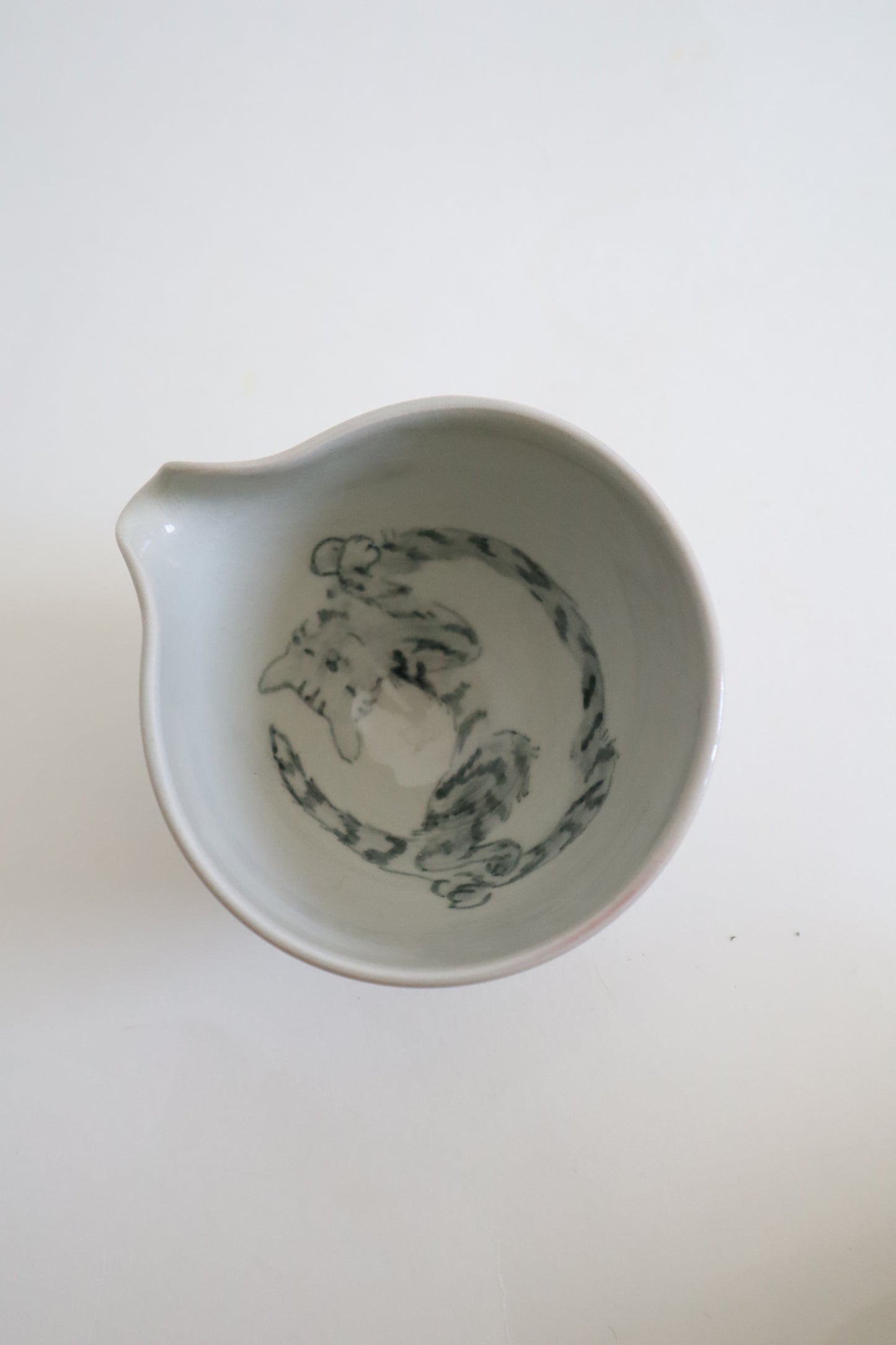 Tiger the cat in matcha bowl