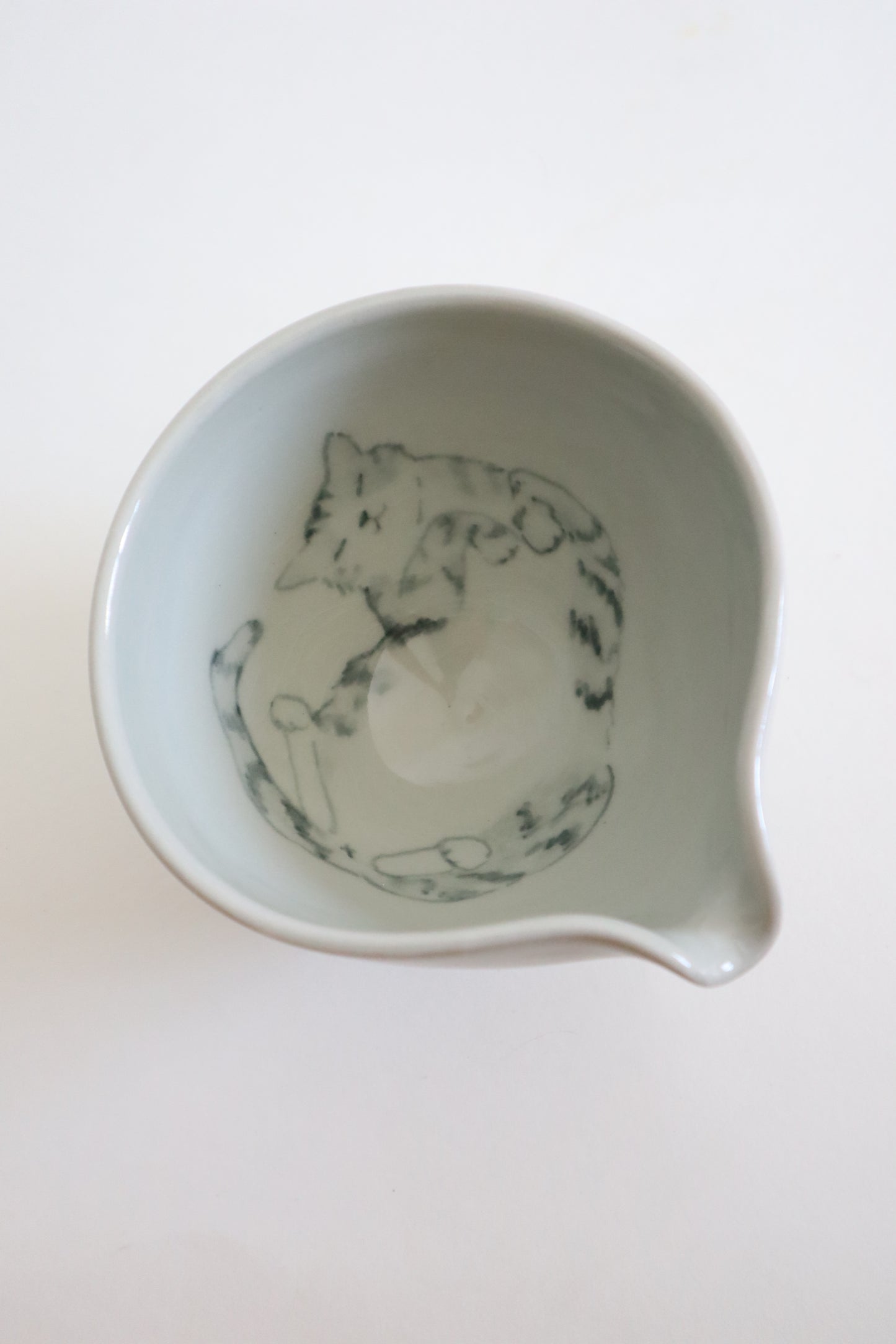 Loki the cat in matcha bowl