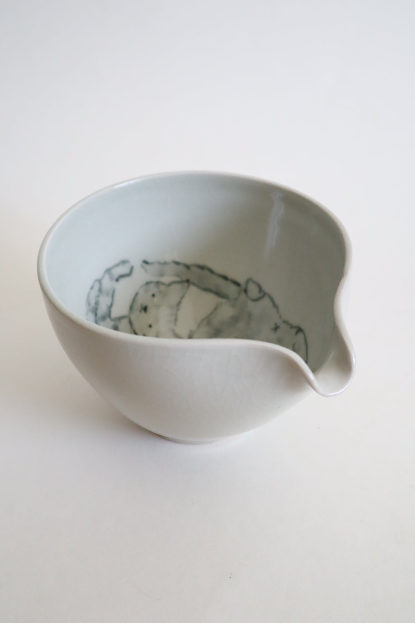 Coco the cat in matcha bowl