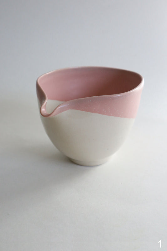 pink raindrop matcha bowl