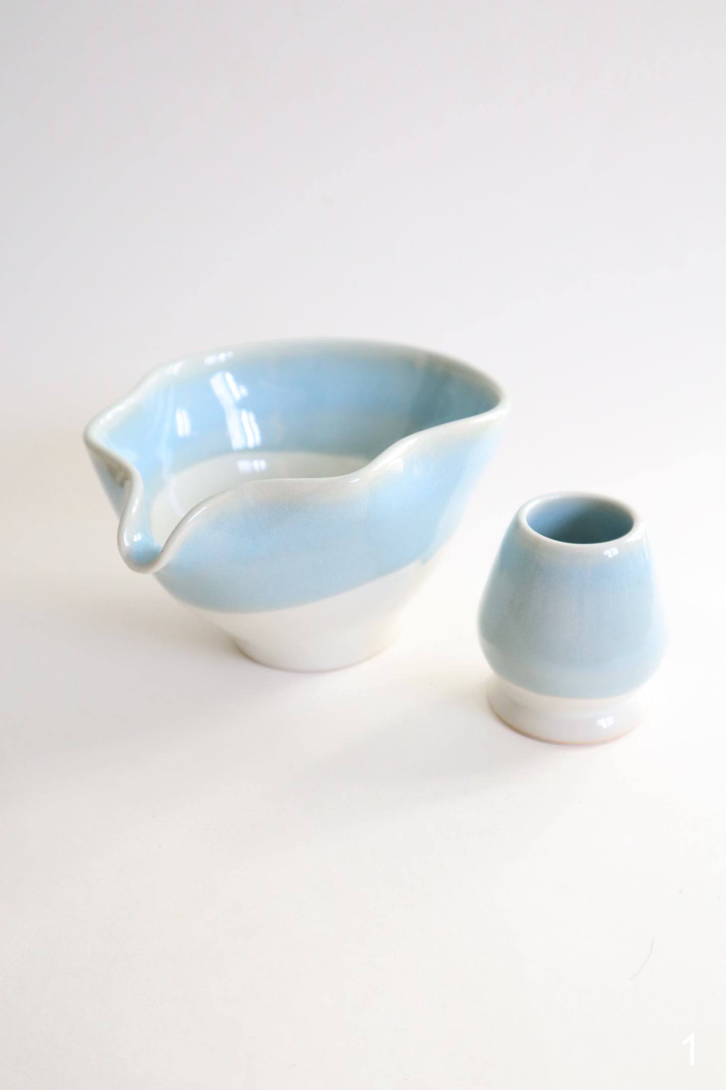 glacier seashell matcha bowl and set