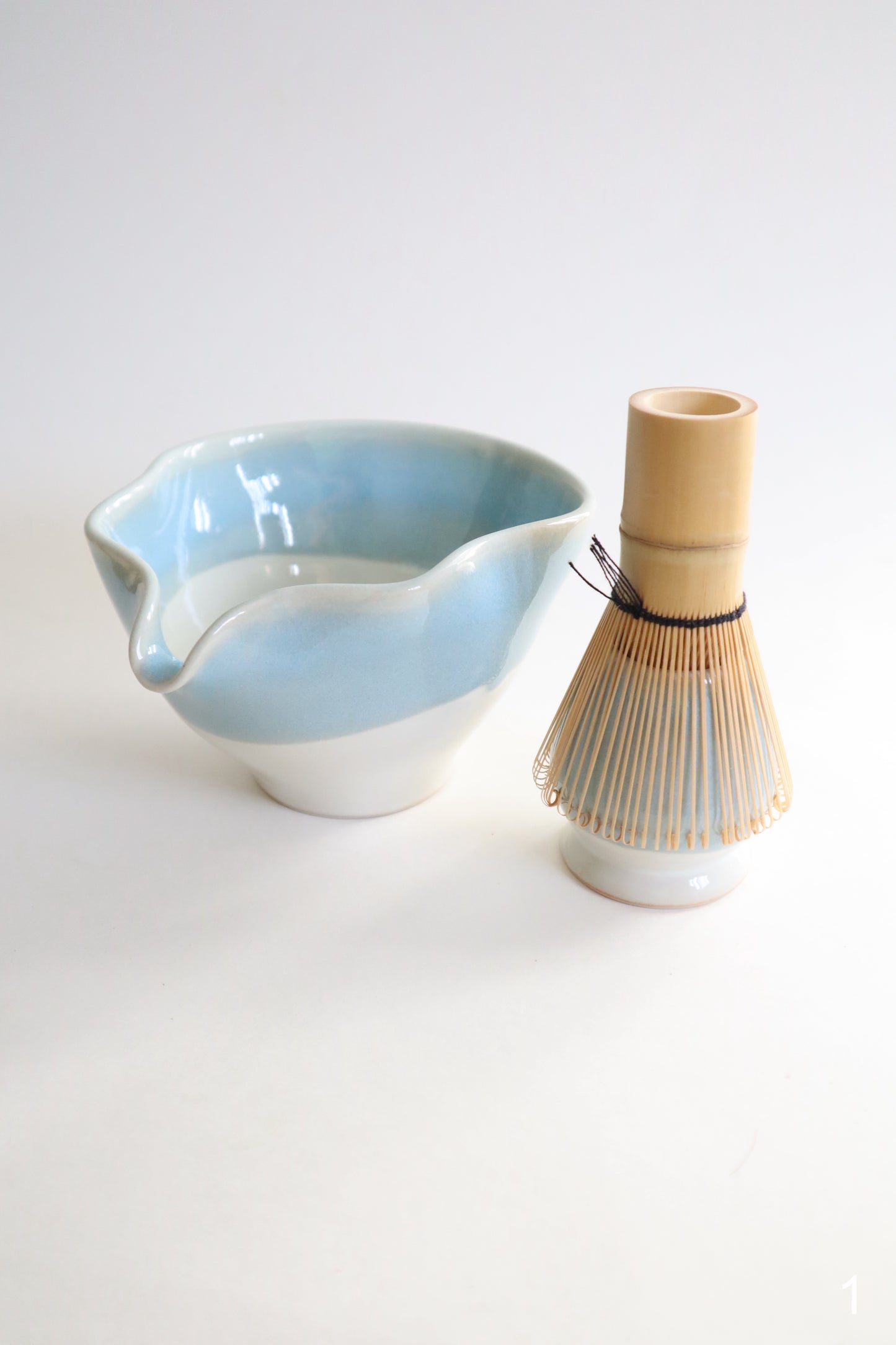 glacier seashell matcha bowl and set