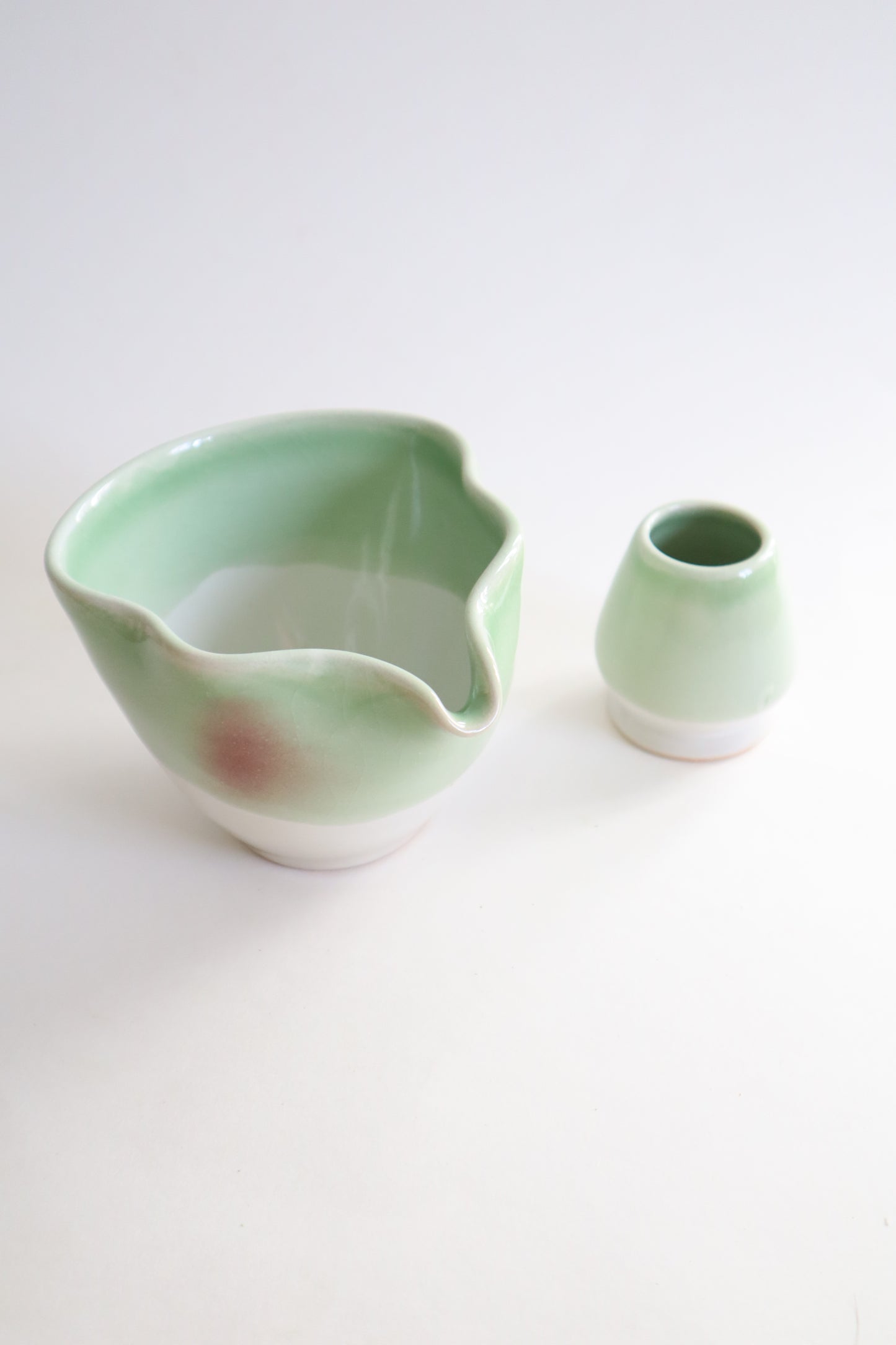 apple green seashell matcha set