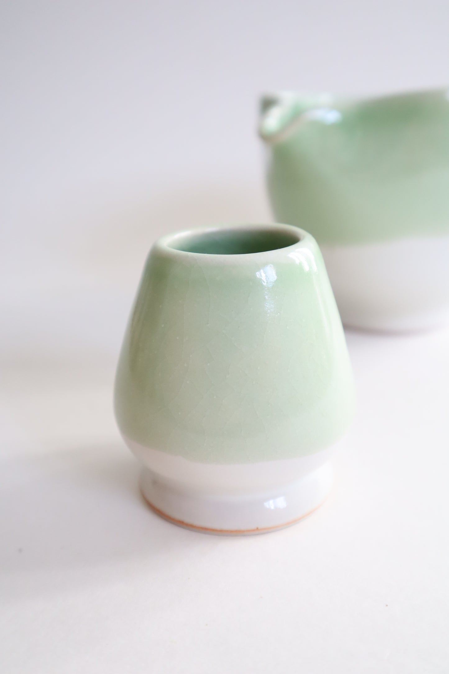 apple green seashell matcha set
