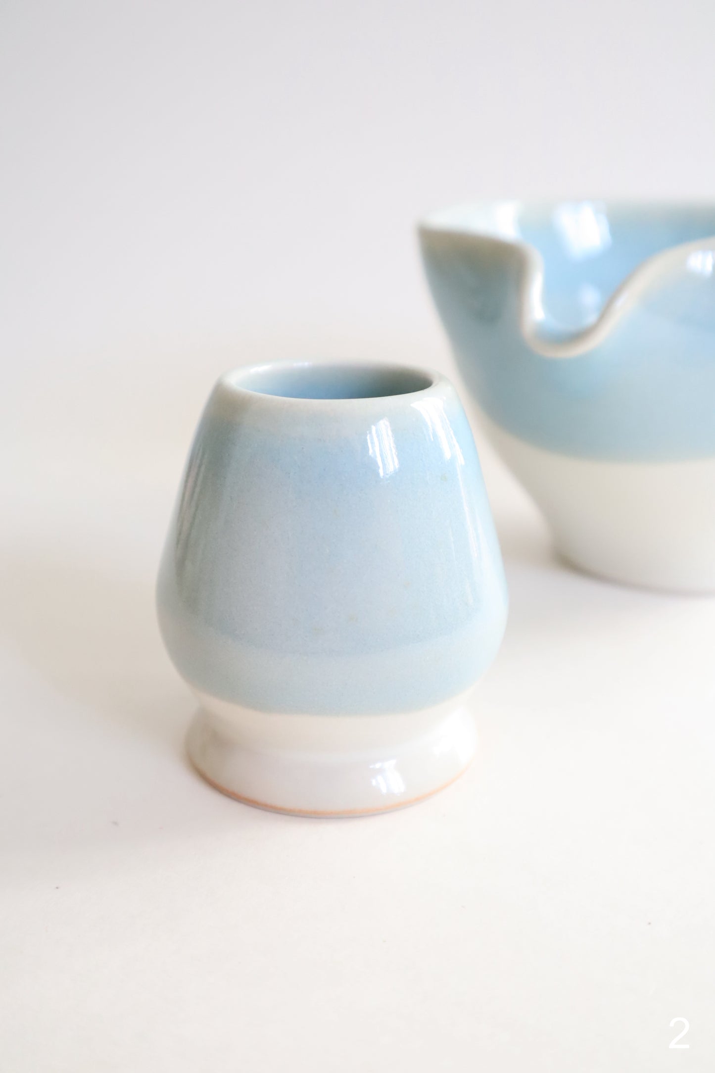 glacier seashell matcha bowl and set