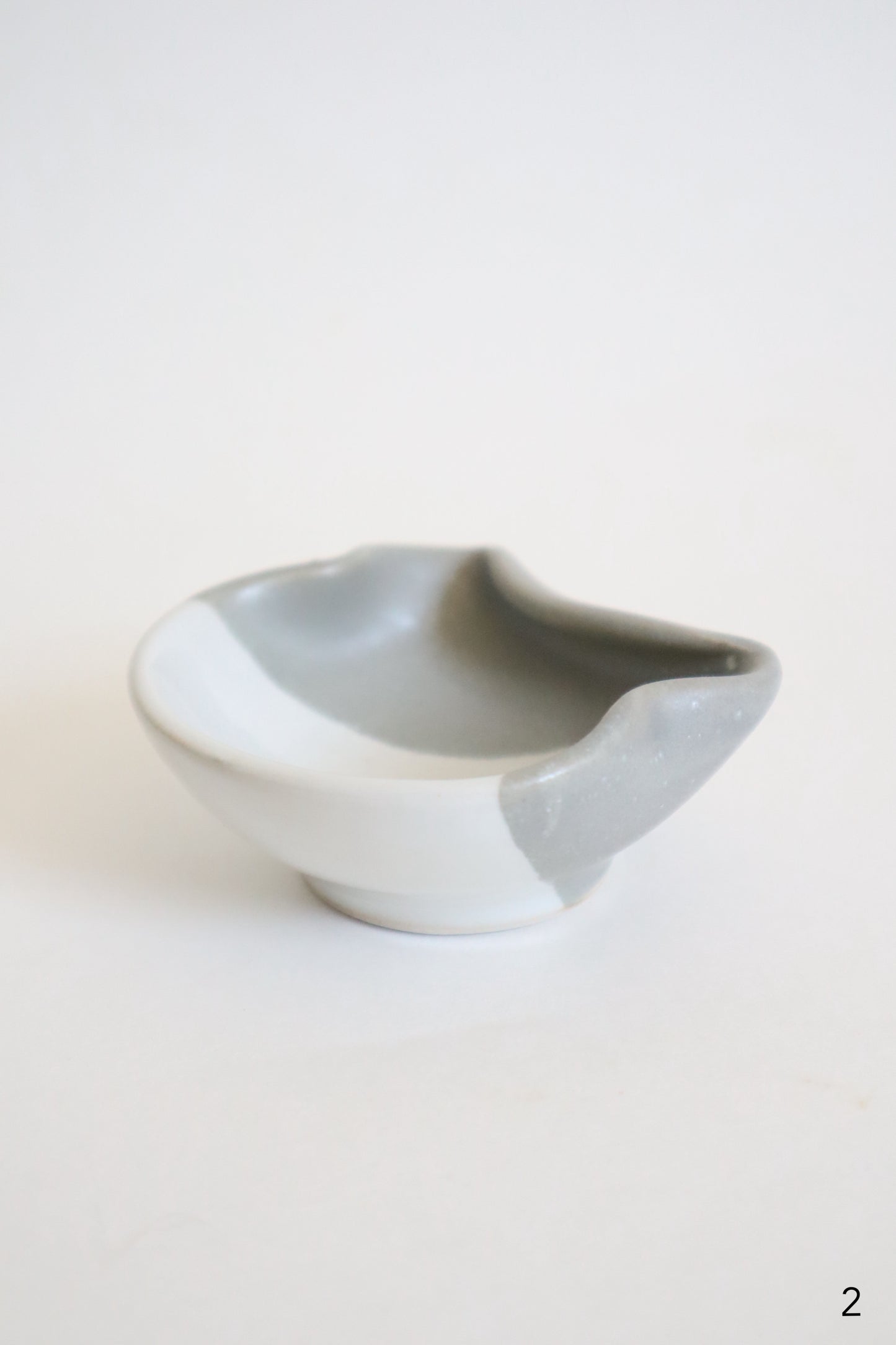 small gray & white cat dishes