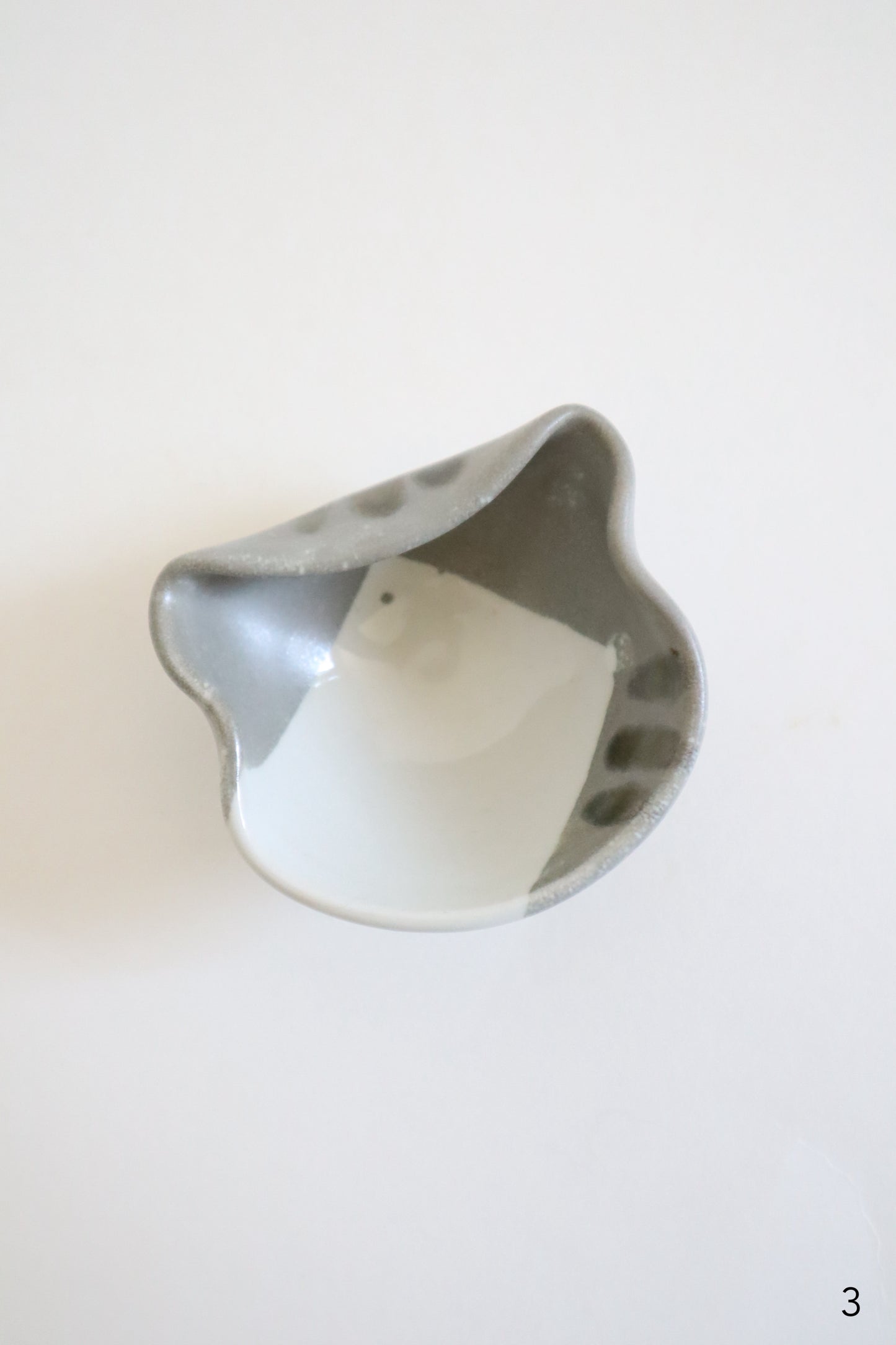 small gray & white cat dishes