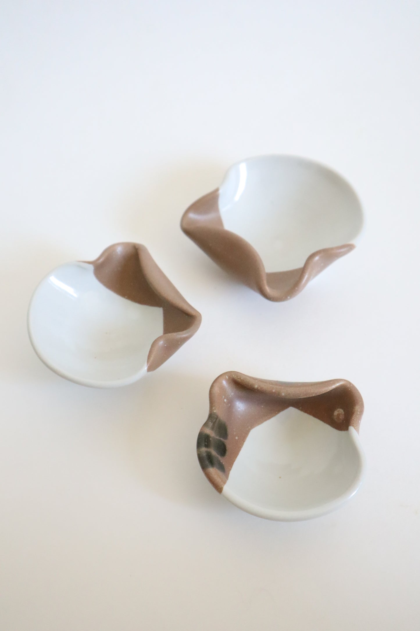 small brown & white cat dishes